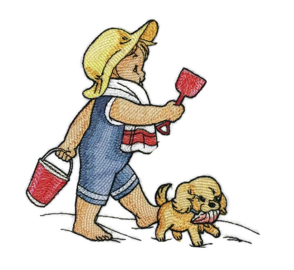 Tejido con hilos, increíble amuleto infantil: [Rumbo a la playa] [Personalizado y único] Parche bordado para planchar o coser. Hecho en EE. UU.
