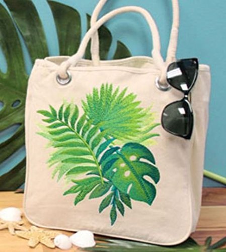Parche bordado para planchar o coser con hojas tropicales de acuarela, personalizado y único [6,84" x 8,16"] [Hecho en EE. UU.]