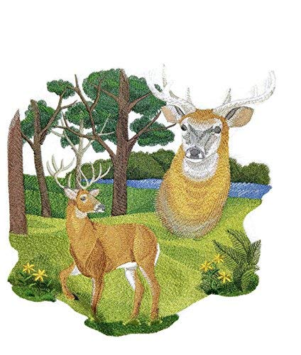 Naturaleza entretejida en hilos, asombroso reino animal [Espíritu del ciervo] [Personalizado y único] Parche bordado para planchar o coser [24 cm] [Hecho en EE. UU.]