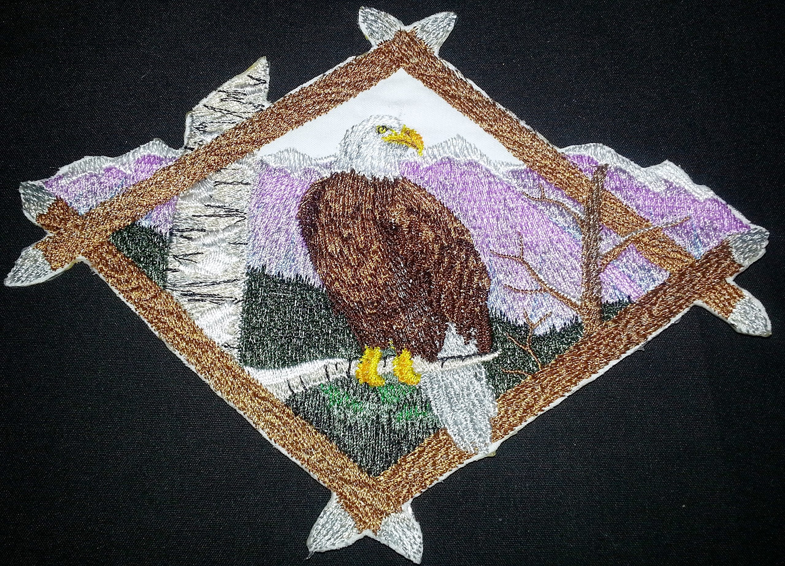 Stroll through the Woods Beauty [Bald Eagle Diamond] [Custom and Unique] Embroidered Iron on/Sew patch (6.5" x 5") [Made in USA]