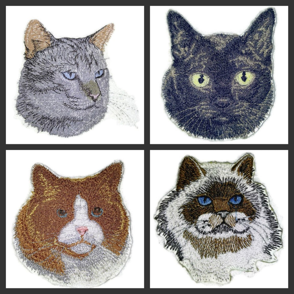 Amazing Custom Cat Portraits [Lynx Point Siamese Cat Face ] Embroidered Iron On/Sew Patch (4" x 3.6") Made in USA]