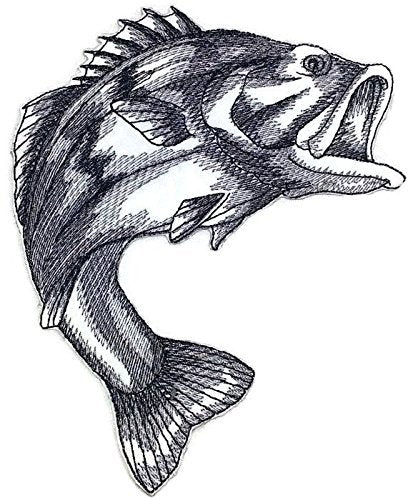 Nature's Bounty Beautiful Custom Fish Sketch [ Largemouth Bass Fish ] Embroidered Iron On/Sew Patch (6.8" x 5") Made in USA]
