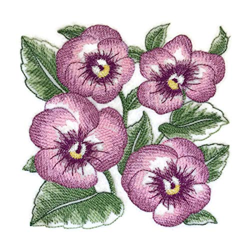 BeyondVision Custom Blooming Flowers Sketch [Sketched Pansies ] Embroidered Iron on/Sew Patch (4.86" x 4.86") [Made in USA]