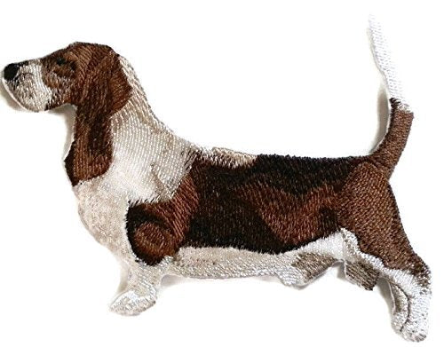 Impresionantes retratos personalizados de perros [Basset Hound] Parche bordado para planchar o coser [5,5" x 4"] [Hecho en EE. UU.]