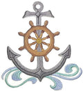 Ocean Calling [ Anchor and Ship Wheel ] / (5" x 5.8") ] embroidered iron-on patch
