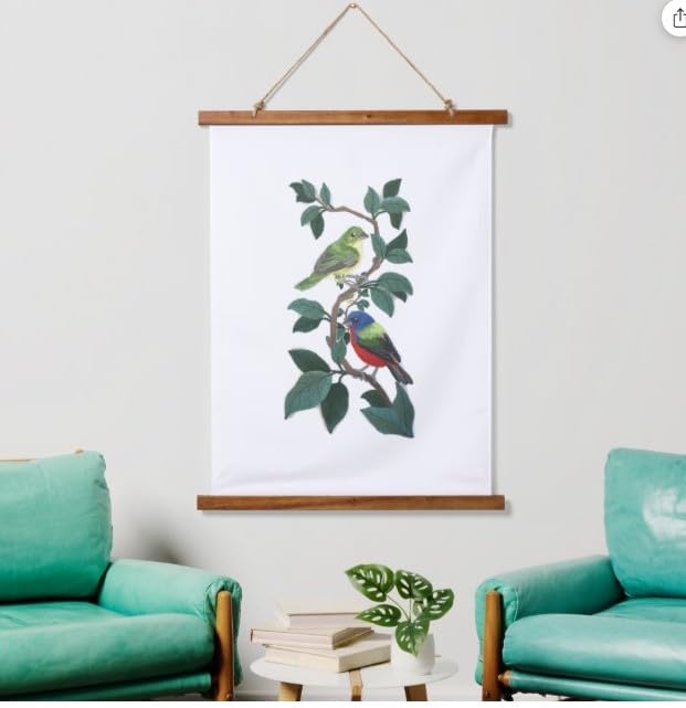Nature Weaved in Threads, Amazing Birds Kingdom [Painted Bunting Panel ] [Custom and Unique] Embroidered Iron on/Sew Patch (11.74" x 6.09") [Made in USA
