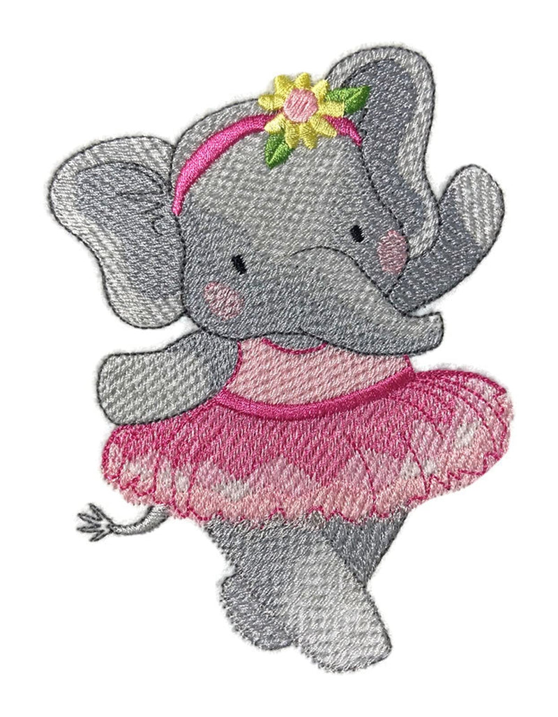 Nature Weaved in Threads, Baby Bird Kingdom [Twirling Ballerina Elephant ][] / (3.92" x 5.1") [] embroidered iron-on patch