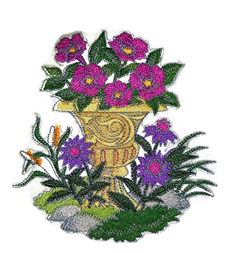 Custom and Unique Flowers Portraits [Park Place Planter ] Embroidered Iron on/Sew Patch (5.06" x 4.88") [Made in USA]