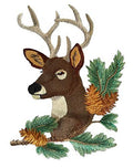 BeyondVision Nature Weaved in Threads, Animal Kingdom [Deer in Pine] [] / (9.44" x 6.62") [] embroidered iron-on patch