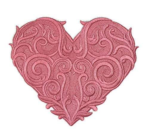 Luxurious Baroque Heart [Custom and Unique] Embroidered Iron on/Sew Patch (5.52" x 7.8")