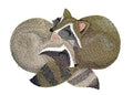 Nature Weaved in Threads, Baby Animal Kingdom [Autumn Cozy Cuddlers - Raccoons] [] / 5.69" x 4.26"] [] embroidered iron-on patch