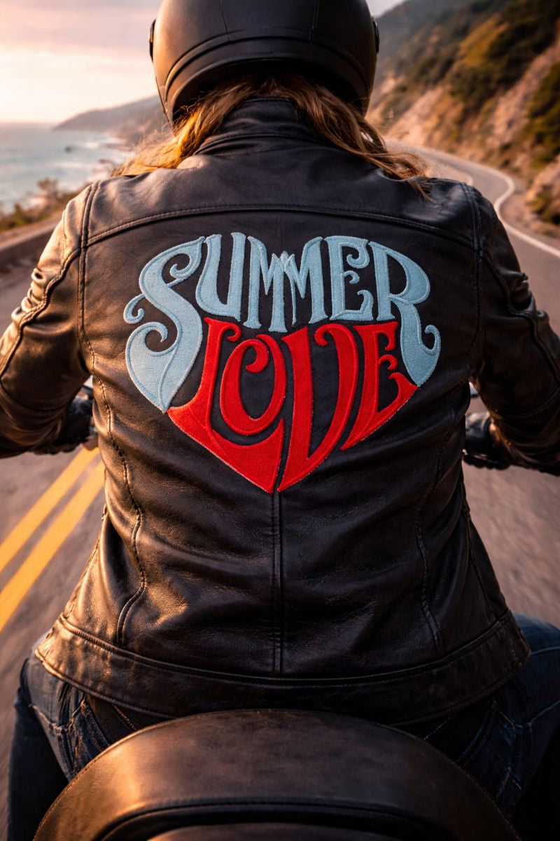 Summer Love Embroidered Patch 7.8 x 6.69 Inch Felt Iron On or Sew On – Handmade USA Statement Appliqué