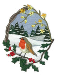 British Robin Oval (5.8" x 7.29") embroidered iron-on patch