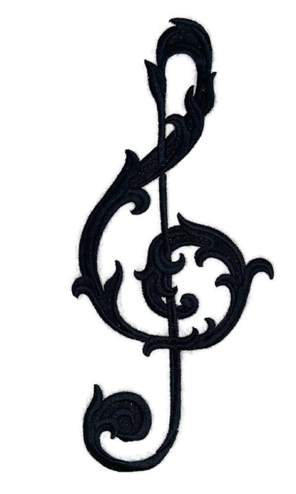 Beyond Vision Custom Musical Note [Baroque Filigree Treble Clef ] Embroidered Iron on/Sew Patch (7.79" x 6.57")