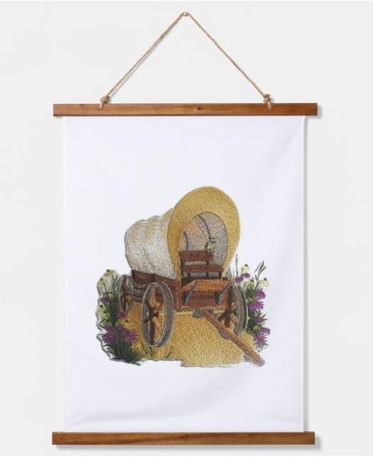 Custom and Unique Prairie Wagon Scene Embroidered Iron on/Sew Patch (6.2" x 5.87")