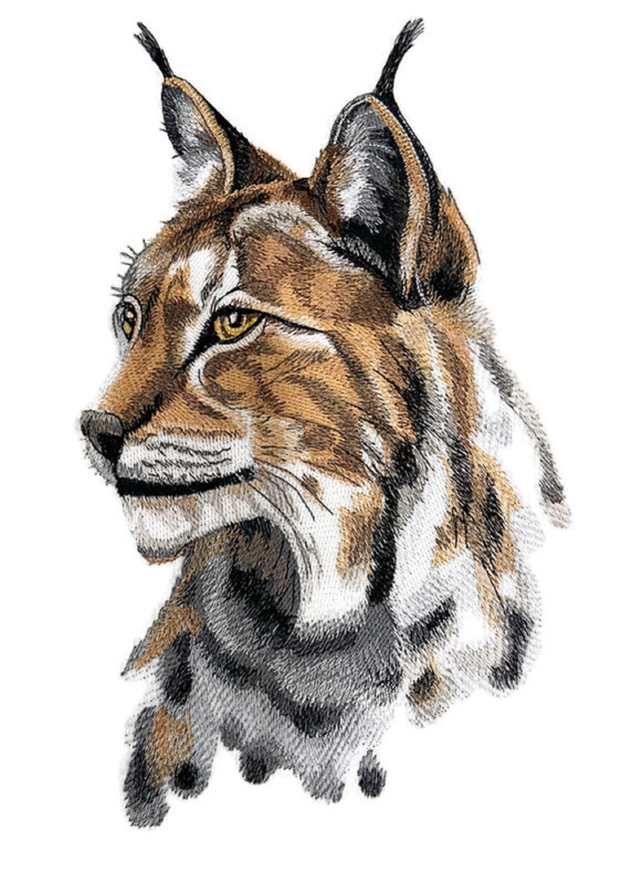 Impresionante animal personalizado [Retrato de lince] Parche bordado único y personalizado para planchar o coser [56,85" x 11,11"]