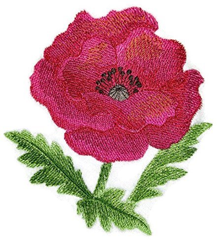 Parche bordado para planchar o coser con flores y mariposas de acuarela, personalizado y único [Flor de amapola en acuarela] [5,06" x 4,85"] [Hecho en EE. UU.]