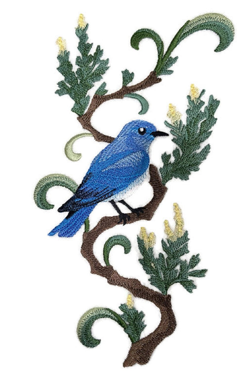 Parche bordado para planchar o coser con diseño de pájaro azul de las montañas de Nevada y artemisa de Beyond Vision (14,86 x 23,4 cm)