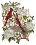 Cardinal Delight (7.7" x 5.83") embroidered iron-on patch
