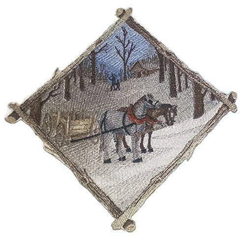 Custom and Unique Winter Bonanza [Winter Horse Diamond ] Embroidered Iron on/Sew Patch (7" x 7") [Made in USA]