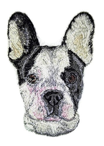 Amazing [ French Bulldog Dog Face] Embroidery Iron On/Sew Patch (4" x 2.78")[Made in USA]