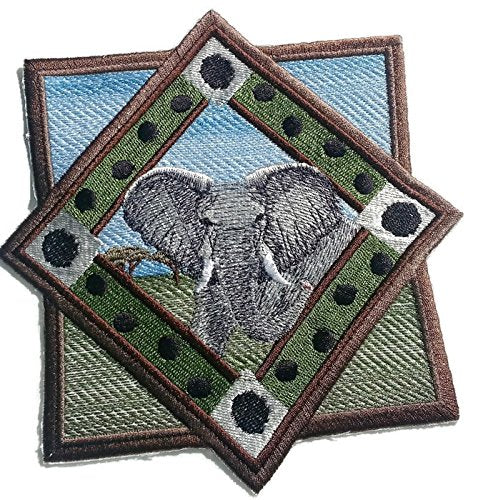 BeyondVision Nature Weaved in Threads, Amazing Animal Kingdom [African Elephant Track Portrait] [Custom and Unique] Embroidered Iron on/Sew Patch (7.5" x 7.5") [Made in USA]