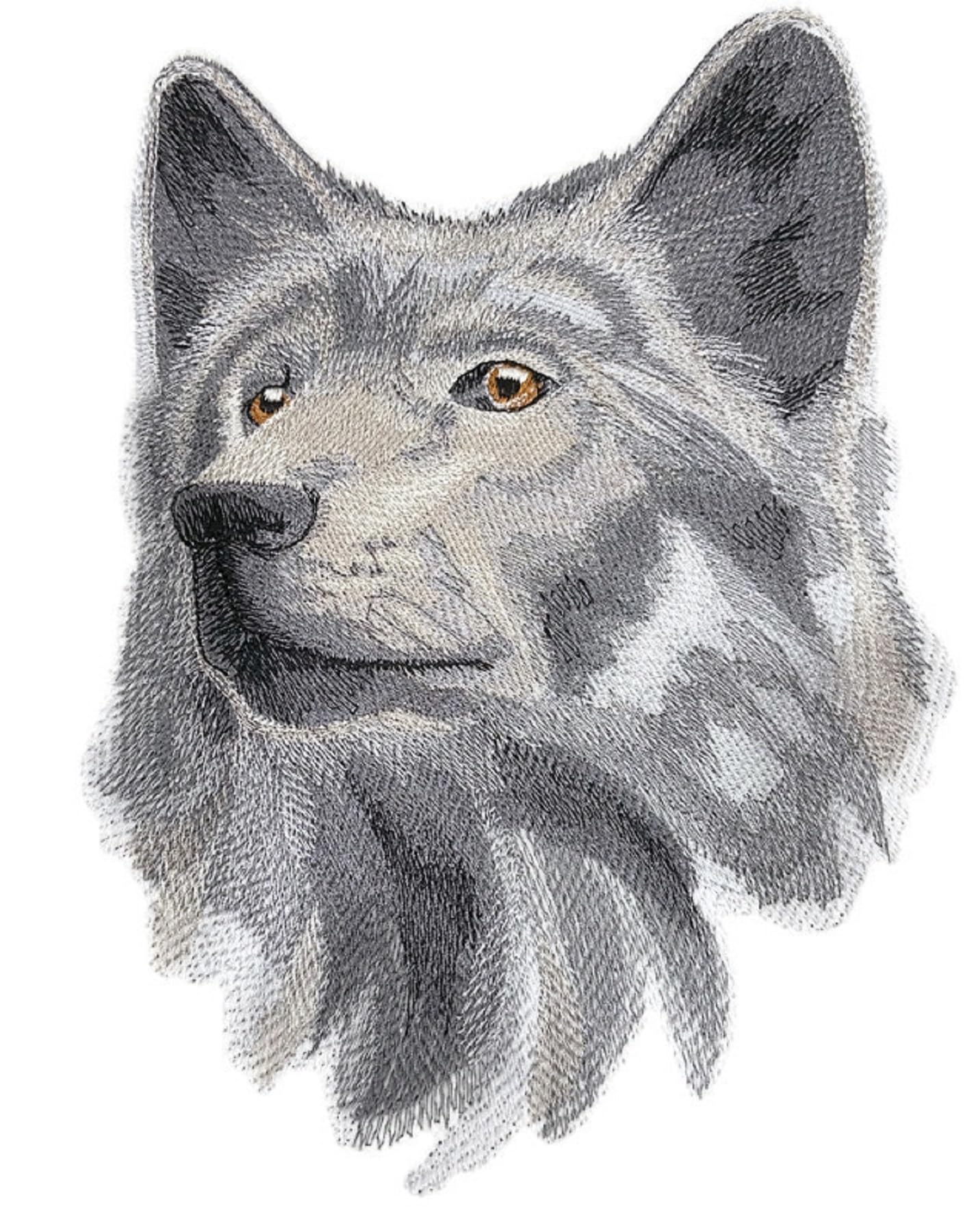 Parche bordado termoadhesivo/cosido "Beyond Vision Custom Animals" [Retrato de lobo salvaje] [17 cm de ancho x 200 cm]