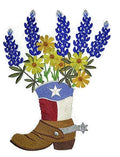 Texas Blooms in Cowboy Boot [] / (6.9" x 9")] [] embroidered iron-on patch