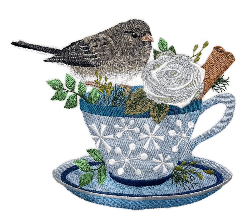 Pájaros personalizados Beyond Vision [Parche bordado para planchar o coser Junco y Cozy Coffee [7,79" de ancho x 6,57"]