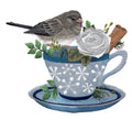 Beyond Vision Birds [Junco and Cozy Coffee / (7.79" x 6.57") embroidered iron-on patch