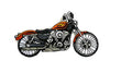 Hot Red Classic Car Vintage Biker Applique (6" x 4.65") embroidered iron-on patch