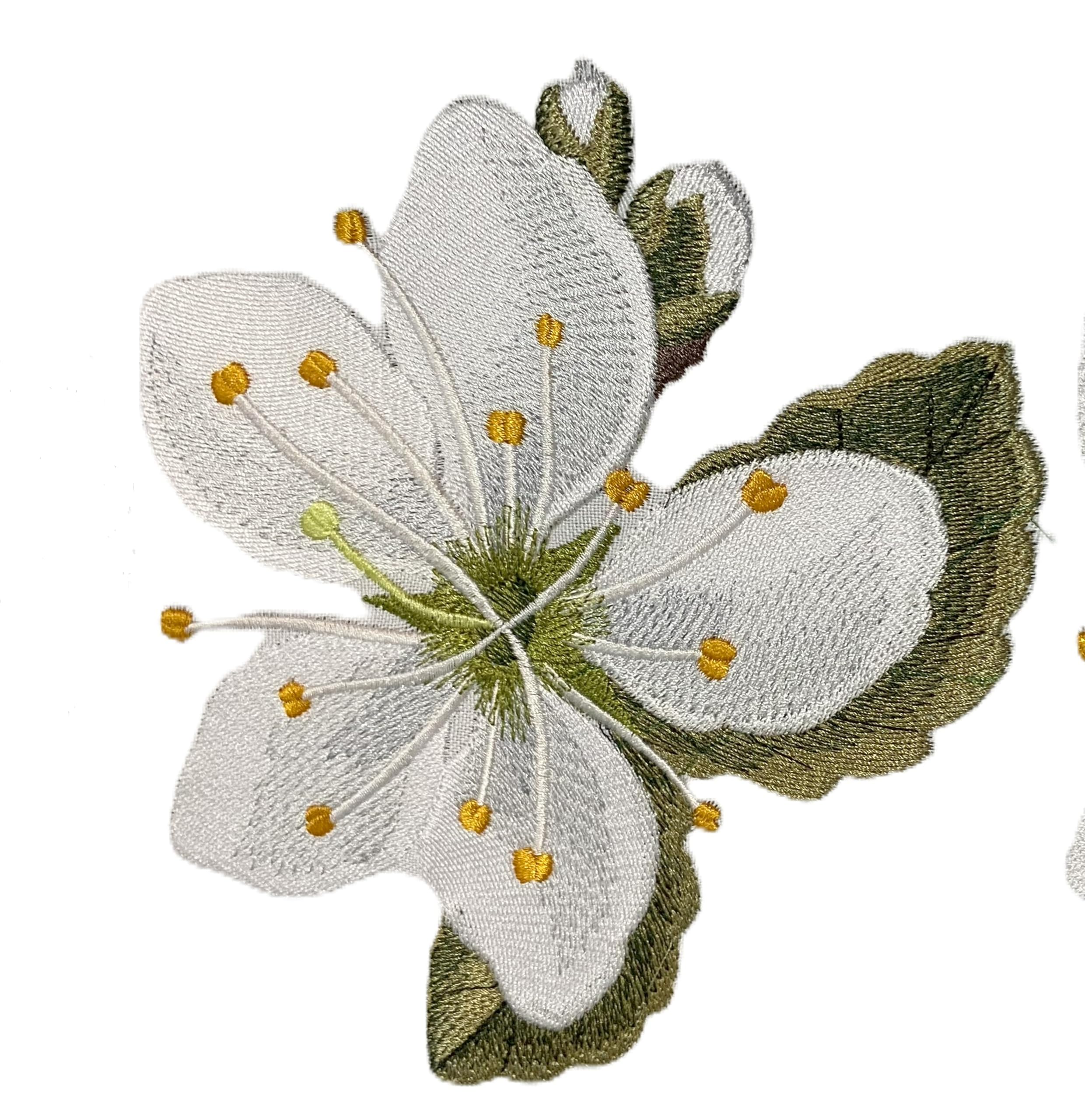 Iris Flower Blackthorn Embroidered Iron on/Sew Patch (6.77" x 5.86")