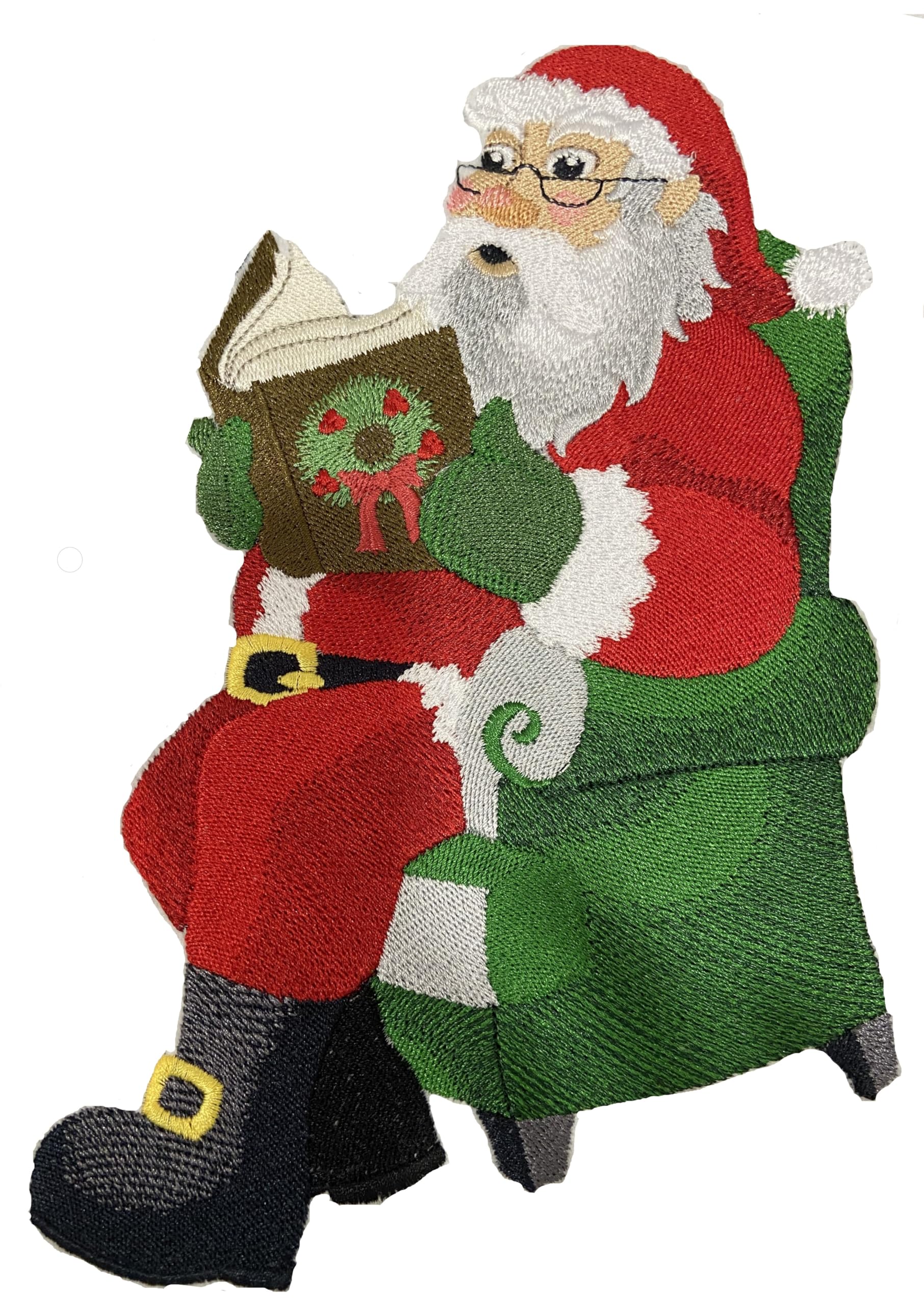Beyond Vision Merry Christmas [ Read a Little Christmas Story - Santa ] Embroidered Iron on/Sew Patch (6.88" x 8.25")