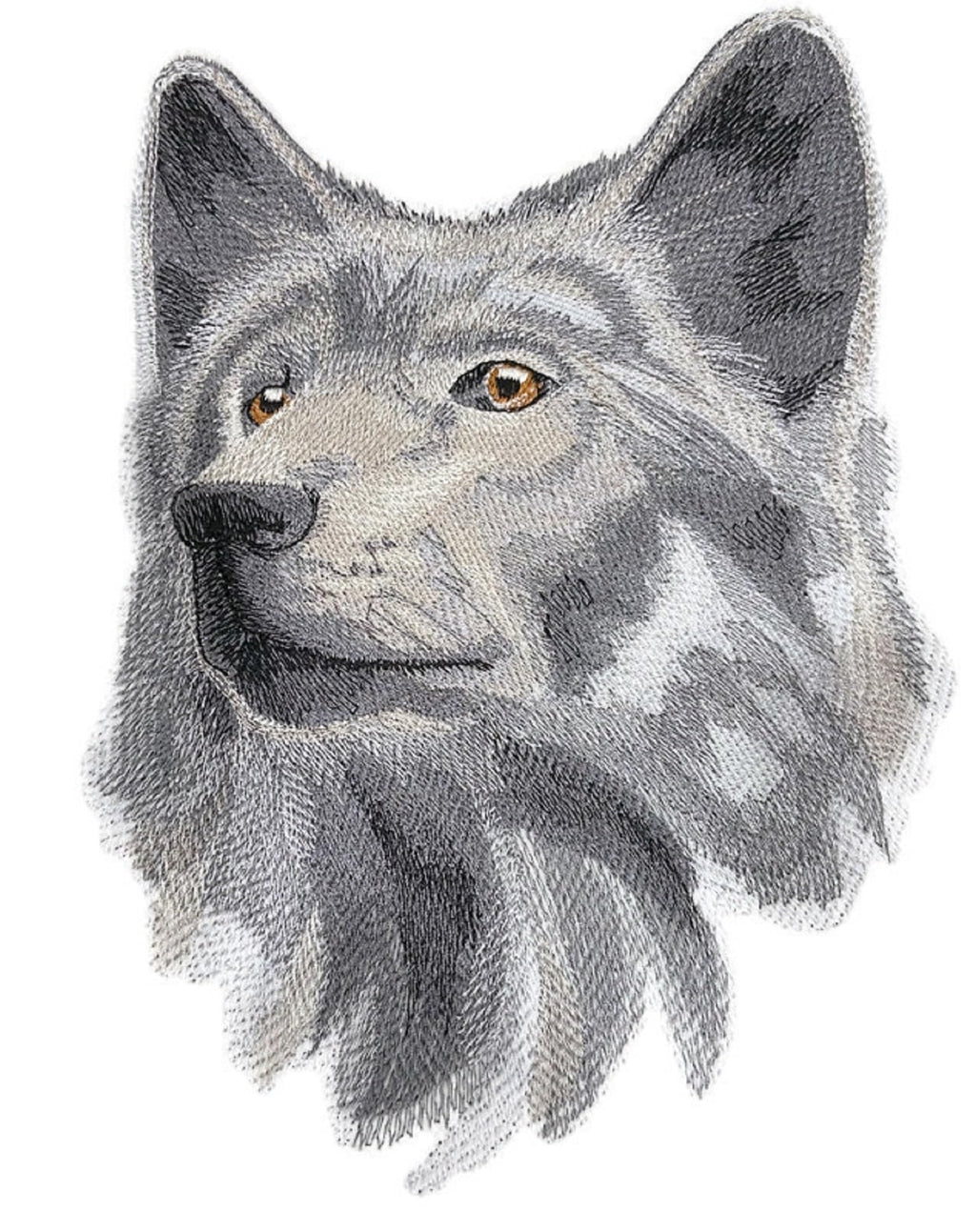 Parche bordado termoadhesivo/cosido "Beyond Vision Custom Animals" [Retrato de lobo salvaje] [17 cm de ancho x 200 cm]