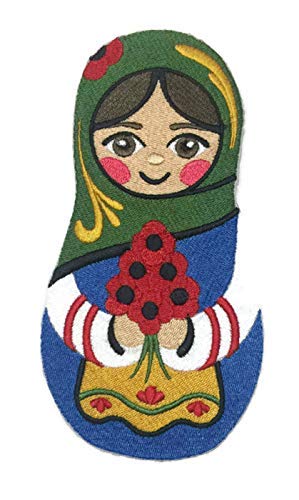 Amazing Custom Russian Art [Matryoshka Doll with Poppies] Embroidered Iron On/Sew Patch (3.47" x 6.86") [Made in USA]
