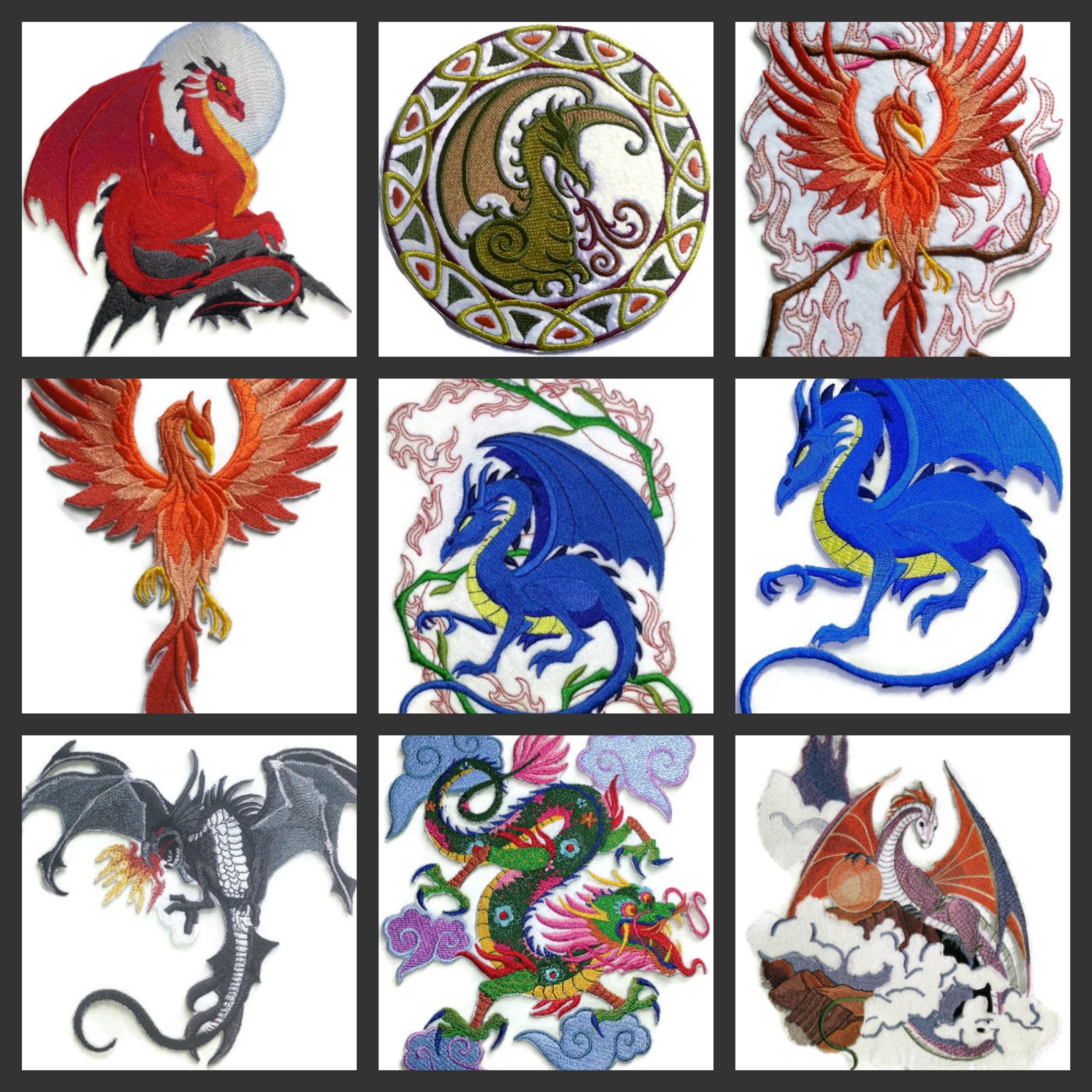 Parche bordado de dragón rojo medieval personalizado para planchar o coser [17,3 cm x 19 cm] [Hecho en EE. UU.]