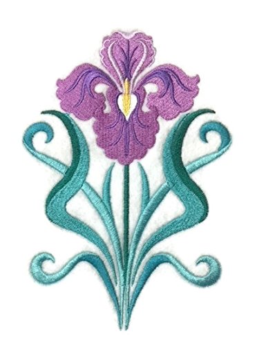 Nature Weaved in Threads, Amazing Art Deco Iris [Custom and Unique] Embroidered Iron on/Sew Patch (4.6" x 6.84") [Made in USA]