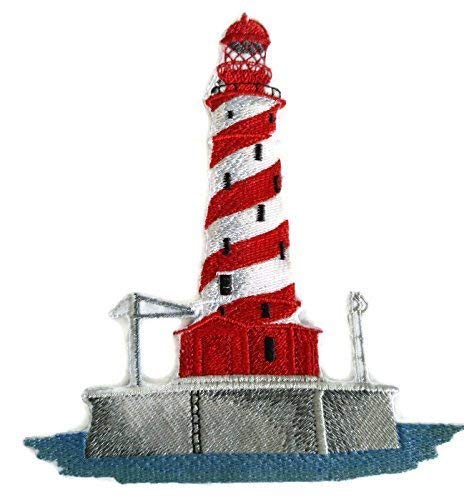 Custom and Unique Lighthouse [White Shoal Lighthouse] Embroidered Iron on/Sew Patch (5.85" x 6.04") [Made in USA]