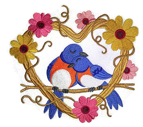 BeyondVision Nature Weaved in Threads, Amazing Birds Love Nest [Bluebird Love Nest] [Custom and Unique] Embroidered Iron on/Sew Patch (6.86" x 7.58") [Made in USA]