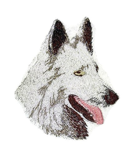 Amazing Dog Faces [White Swiss Shepherd] Embroidery Iron On/Sew Patch (4" x 3.37")[Made in USA]