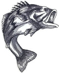 Largemouth Bass Fish (6.8" x 5") embroidered iron-on patch
