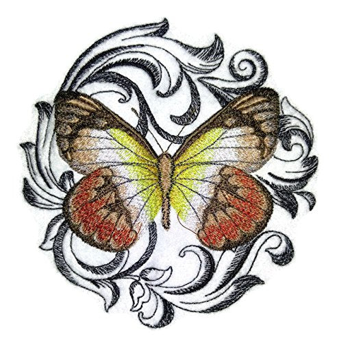 BeyondVision Custom and Unique Amazing Colorful Butterflies [ Scarlet Jezebel with Baroque ] Embroidered Iron On/Sew Patch (5" x 5") Made in USA