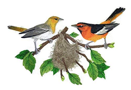 Nature Weaved in Threads, Amazing Birds Kingdom Bullock's Orioles and Nest [Custom and Unique] Embroidered Iron on/Sew Patch (10.55" x 6.89") [Made in USA]