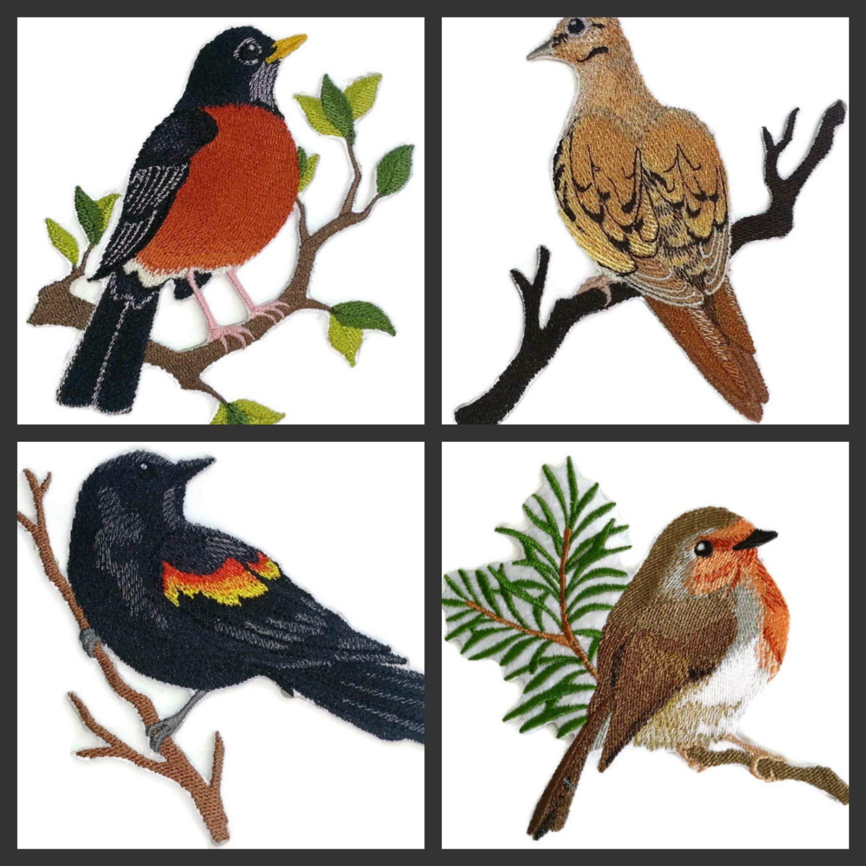 BeyondVision Nature Weaved in Threads, Amazing Birds Kingdom [Single Red Winged Blackbird Bird ] [Custom and Unique] Embroidered Iron on/Sew Patch (4.4" x 4.9") [Made in USA]