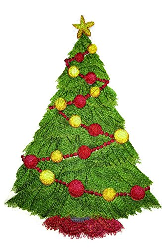 BeyondVision Custom Festival Christmas Tree in Watercolor Embroidered Iron on/Sew Patch (6.88" x 9.52") [Made in USA]