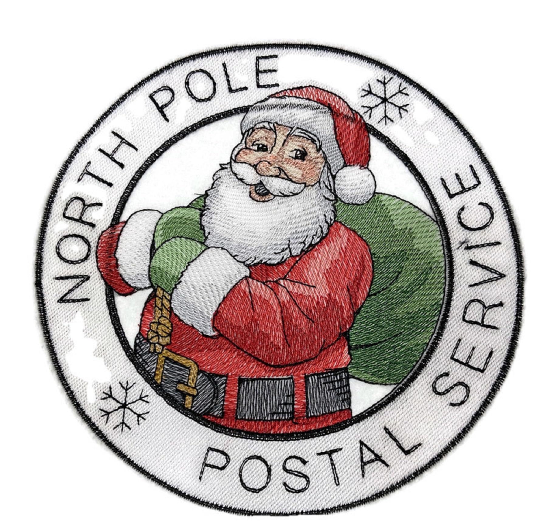 Beyond Vision Merry Christmas [ North Pole Postal Service Santa Stamp ] Embroidered Iron on/Sew Patch (6.88" x 6.88")