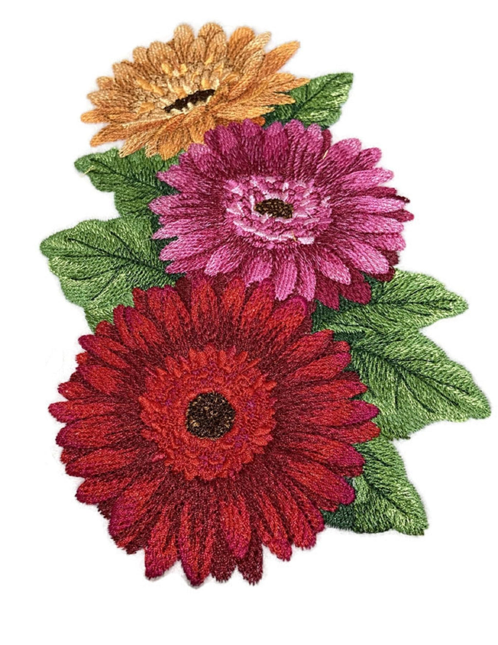 Bloom Gerbera Daisy Audubon Flower Embroidered Iron on/Sew Patch (5.2" x 7.8")