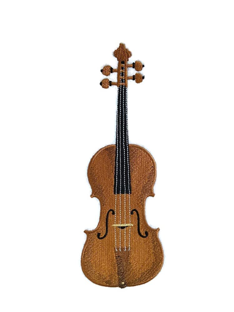Instrumentos musicales [Violín] [Personalizado y único] Parche bordado para planchar o coser [4,12" (ancho) x 8,6" (alto)] [Hecho en EE. UU.]…