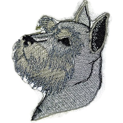 Amazing [Schnauzer Dog Face] Embroidery Iron On/Sew Patch (4" x 2.8")[Made in USA]
