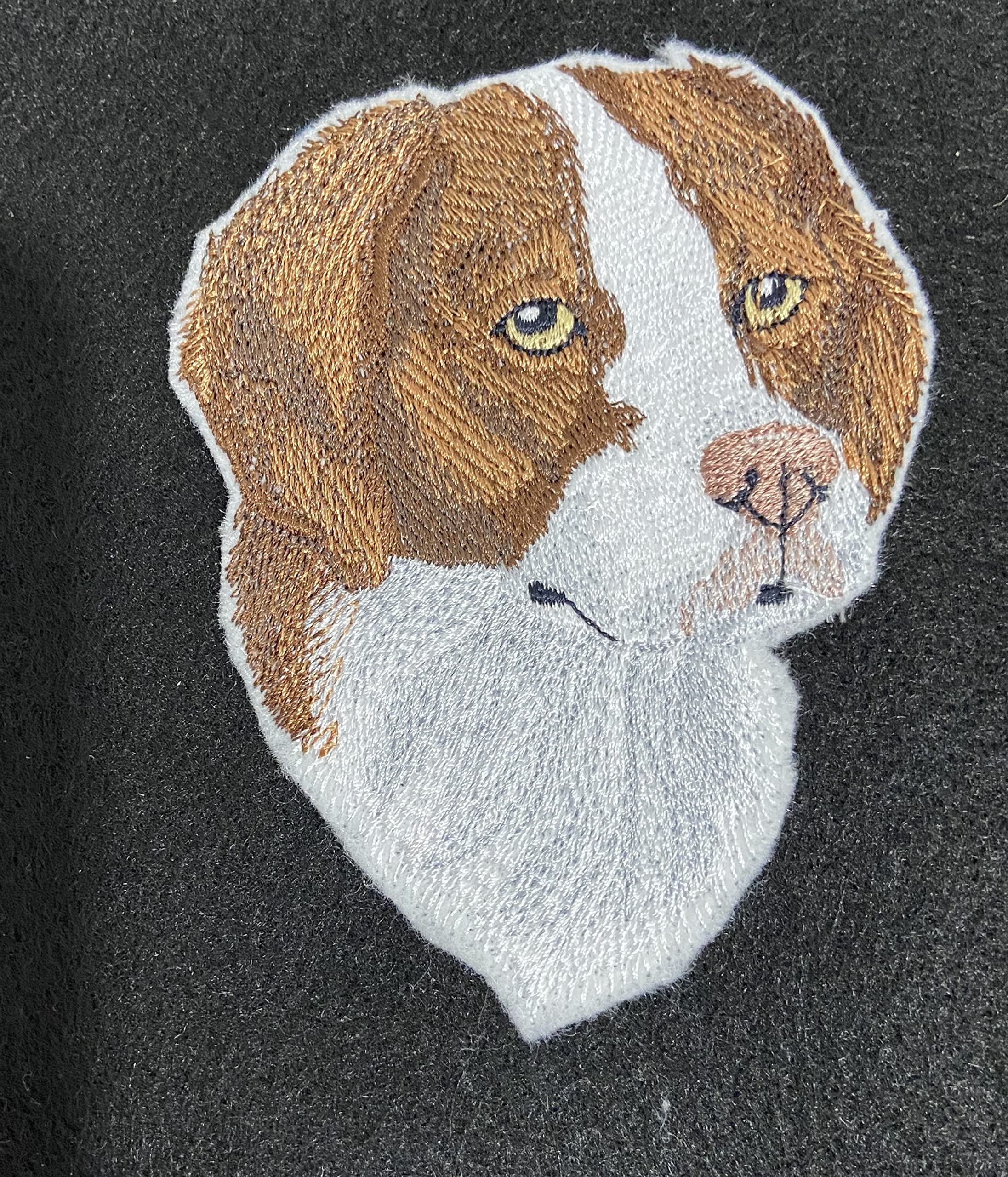 Custom Brittany Spaniel Head Embroidery Iron On/Sew Patch (3.47" x 4.5")
